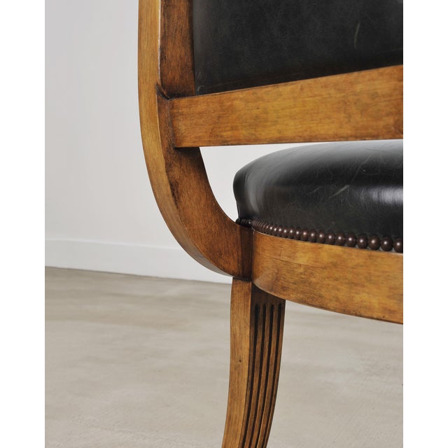 Set of Six Michael Taylor Regency Style Leather Dining Chairs For Sale - Image 12 of 18