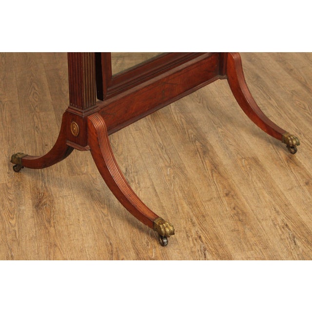 19th Century Antique 19th Century Empire Style Mahogany Cheval Mirror On Brass Paw Feet For Sale - Image 5 of 12