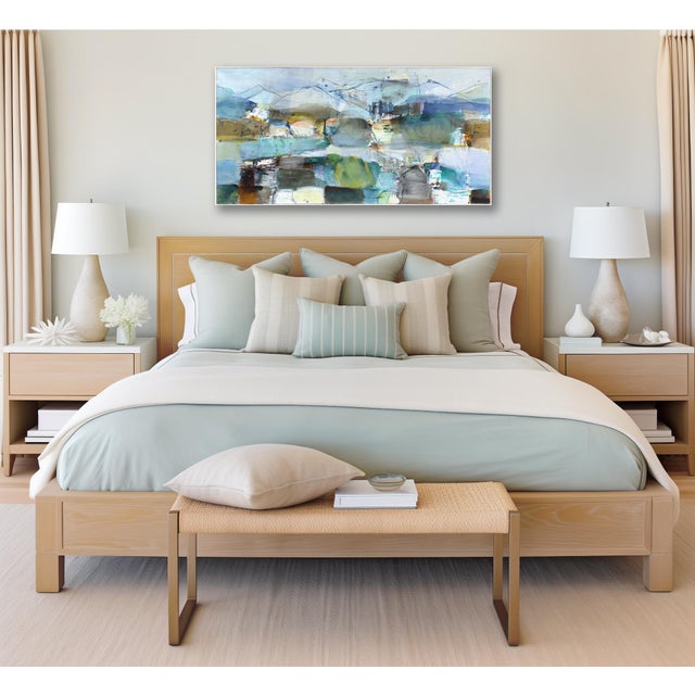 White Unknown Shore - Large Layered Abstract Colorfield Painting Original Artwork by Greet Helsen For Sale - Image 8 of 8