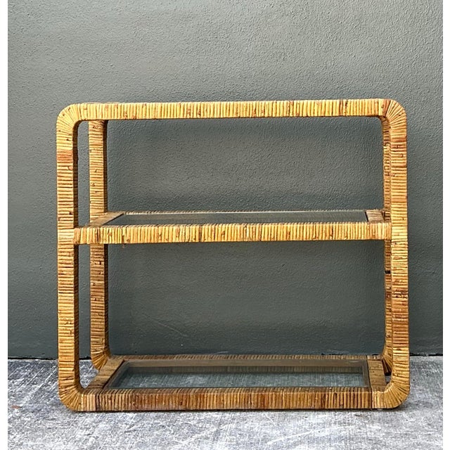 Vintage Wrapped Rattan Low Etagere For Sale - Image 12 of 12