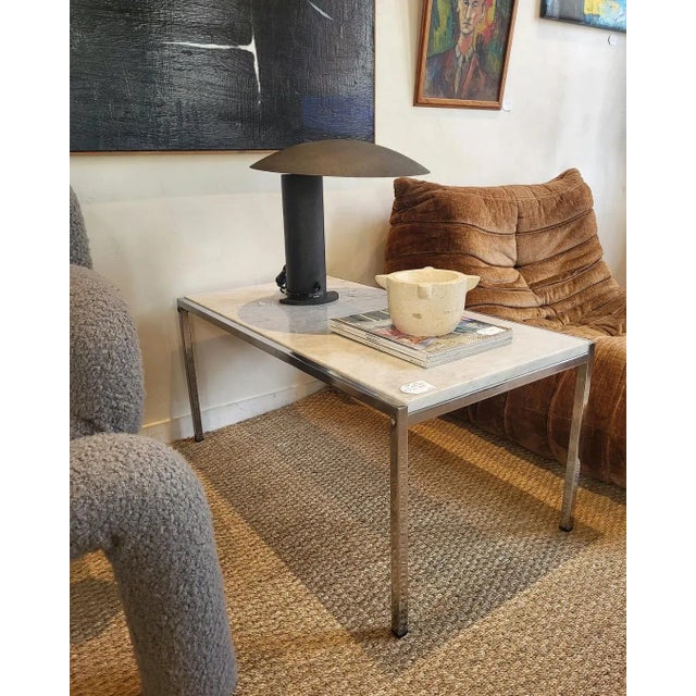 Marble and Chrome Coffee Table, 1970s, in Very Good conditions. Designed 1970 to 1979