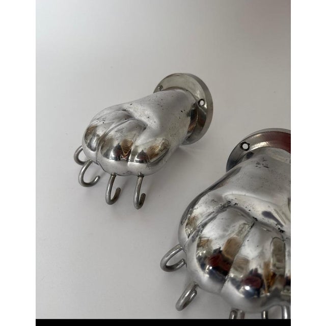1980s Polished Aluminum Shape of Lion Paws Towel Holders, 1980s, Set of 3 For Sale - Image 5 of 11