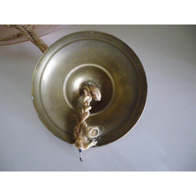 Glass Pendant Light with Pink Gradient Shade and Braided Cord, 1940s For Sale - Image 7 of 18