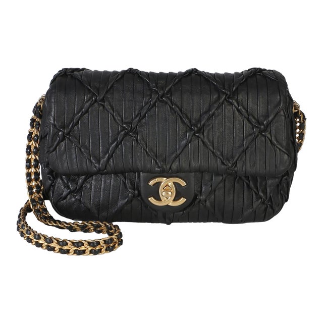 Black Pleated Lambskin Mini Soul Flap Bag For Sale