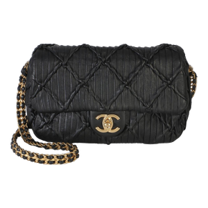 Black Pleated Lambskin Mini Soul Flap Bag