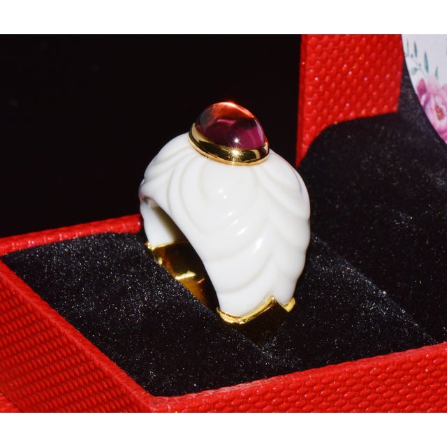 Vintage Bvlgari Chandra Pink Tourmaline & White Porcelain Ring in 18k ...