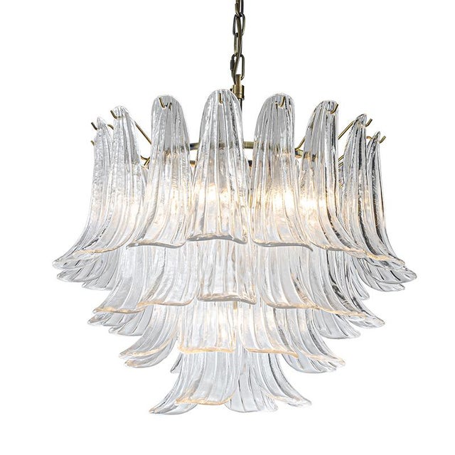 Metal Aloadecor 24'' Wide Vintage Mid-Century Modern Chandelier 4-Light 4-Tier Clear Art Glass Pendant With Antique Bronze Finish For Sale - Image 7 of 7