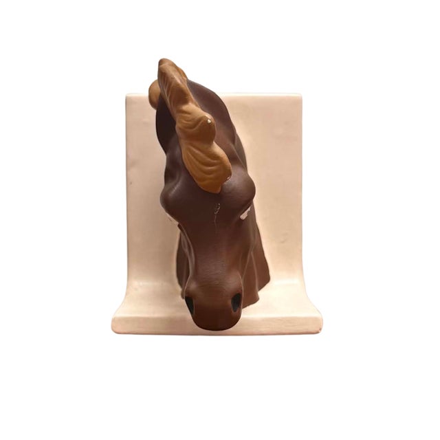 Vintage Ceramic Horse Head Bookend, Mid-Century Modern Equestrian Sculpture For Sale - Image 4 of 7