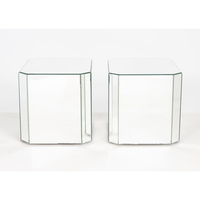 Modern Mirrored Pedestal Tables, Pair For Sale In New York - Image 6 of 6