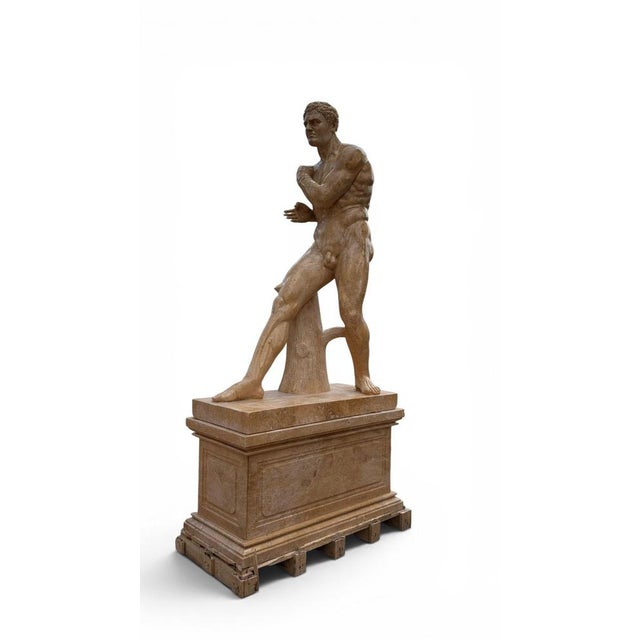 Italian Artist, Large Sculpture of a Greek Athlete, 20th Century, Marble For Sale - Image 3 of 10