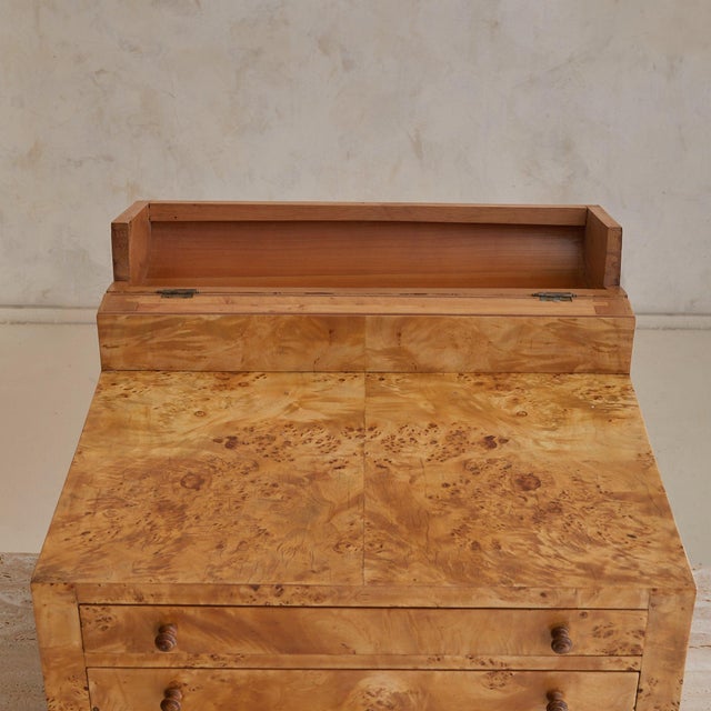 Mid 20th Century Italian Burlwood Jewelry Chest with Three Drawers, 1960s For Sale - Image 5 of 11