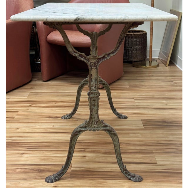 Antique French Style Marble Top Cast Iron Bistro Table For Sale - Image 11 of 16