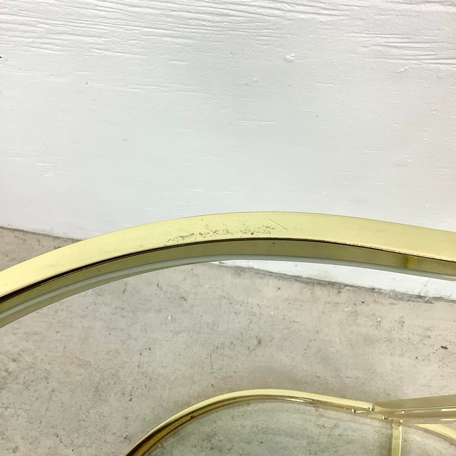 Vintage Hollywood Regency Brass & Glass Magazine Rack Side Table For Sale - Image 14 of 18