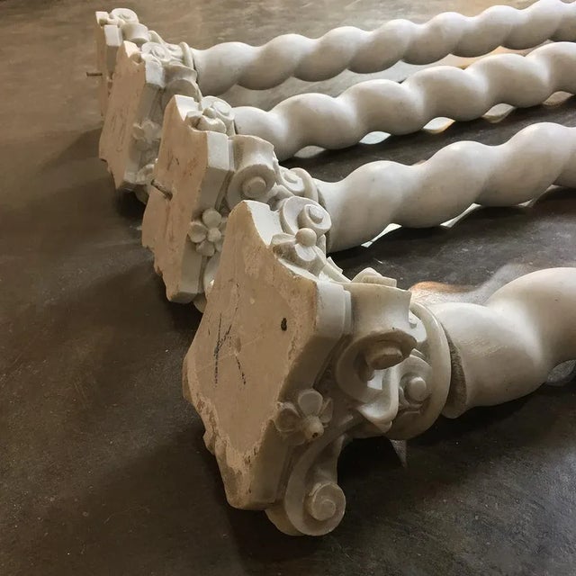 Set of Four 19th Century Cararra Marble Columns With Byzantine Capitals For Sale - Image 9 of 12