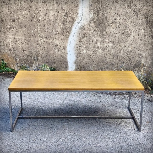 Contemporary Coffee Table in Oak and Chromed Steel, 1980s For Sale - Image 3 of 18
