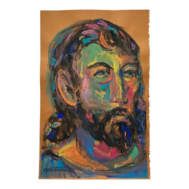 Contemporary Original E.J.Hartmann Abstract Portrait Painting Signed For Sale