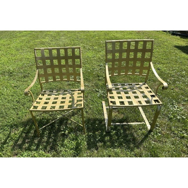 1960s Beautiful Vintage Wrought Iron Brown Jordan Patio Set Table and 4 Chairs, Attributed For Sale - Image 5 of 6