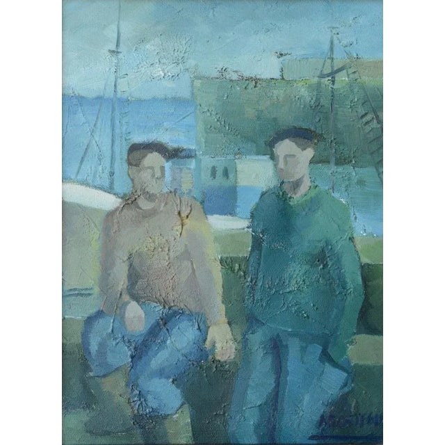 Jose Ramon Arostegui, Two Fishermen, 1970s, Oil on Canvas For Sale - Image 7 of 7