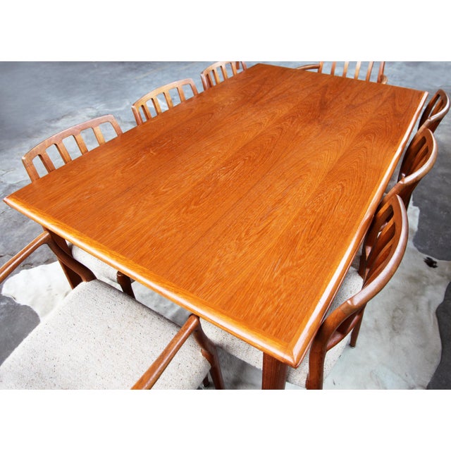 1960s Mid Century Danish Modern 8 Foot Teak Draw Leaf Table For Sale - Image 13 of 14