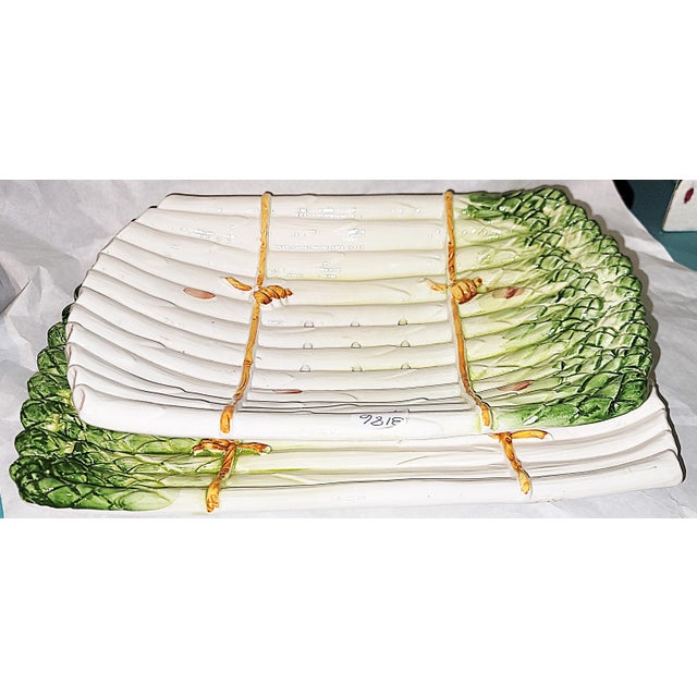 1980s 1980s Majolica Asparags Serving Plates, Set of 2 For Sale - Image 5 of 7