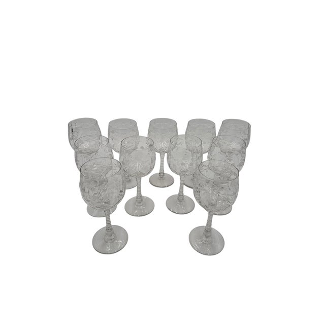 Rock Sharpe Atlantis Crystal Cut Water Goblets with Floral Motifs – Set of 11 This timeless set of 11 Rock Sharpe Atlantis...