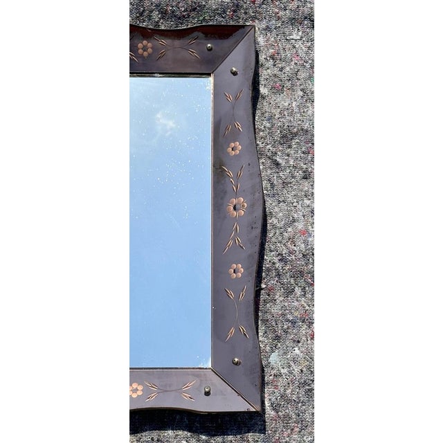 Art Deco Rose Glass Bevelled Venetian Flower Petal Mirror, 1930s For Sale - Image 13 of 18