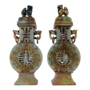 Asian Revival Soapstone Urns