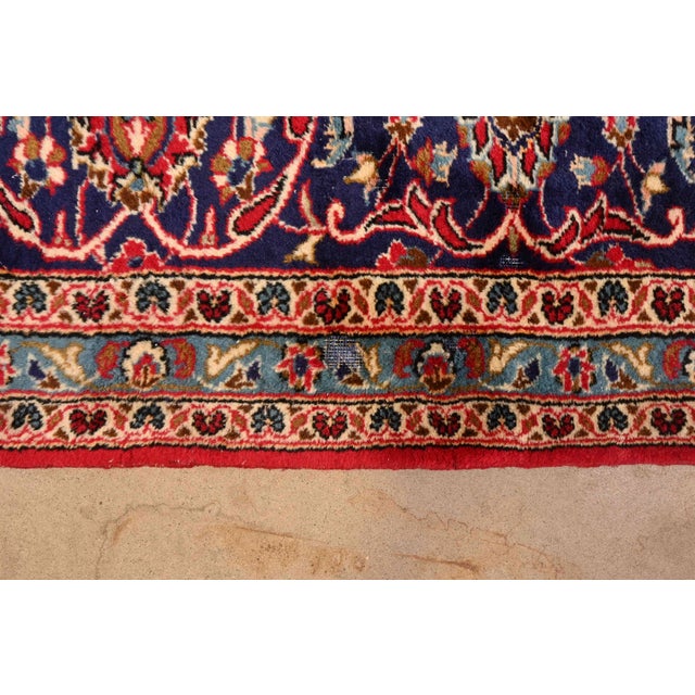 Mid 20th Century Vintage Hand-Knotted Persian Kashan Room Size Rug For Sale - Image 5 of 11