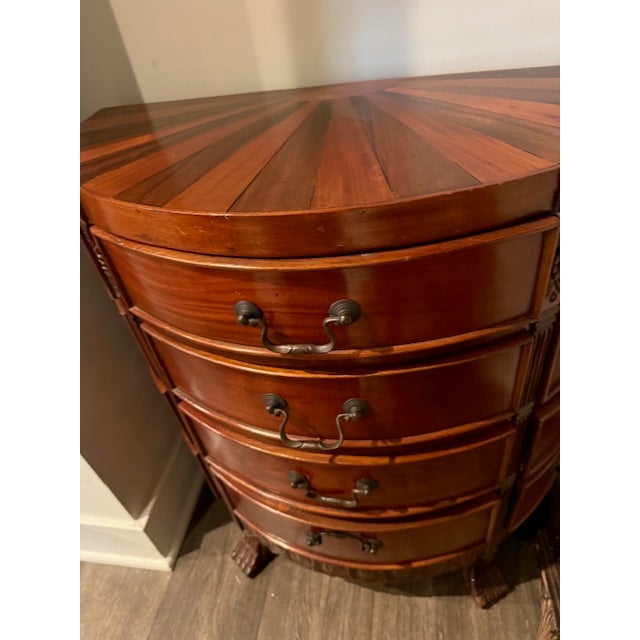 Vintage Demilune Sunburst Inlay Console Dresser With 12 Drawers and Carved Claw Feet For Sale In Baltimore - Image 6 of 6
