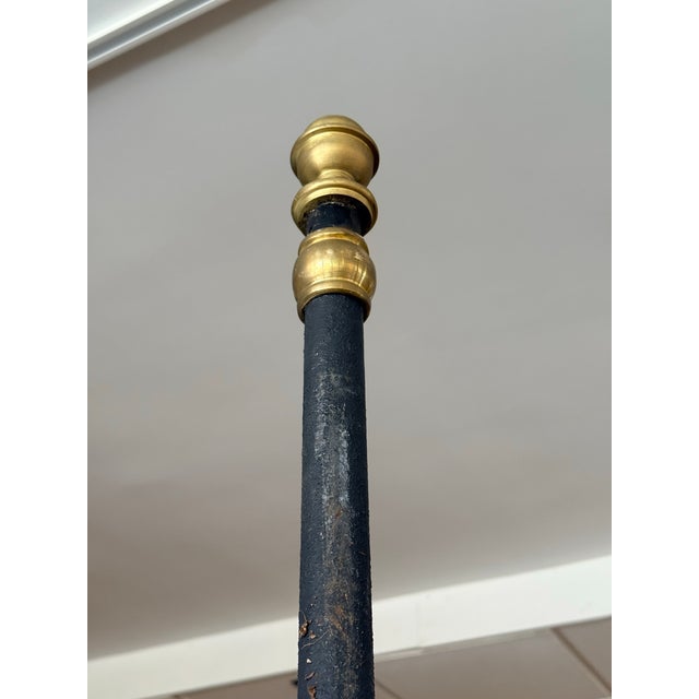 Forged Iron Canopy Queen Four Poster Bed With Scrollwork and Brass Finials For Sale In New York - Image 6 of 10