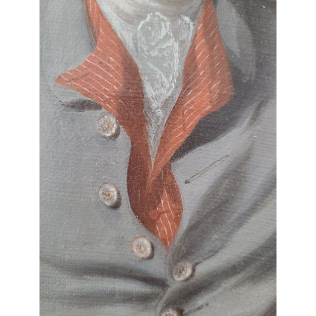 Textile Antique Oil Painting Portrait of a Handsome 18th Century British Gentleman For Sale - Image 7 of 16