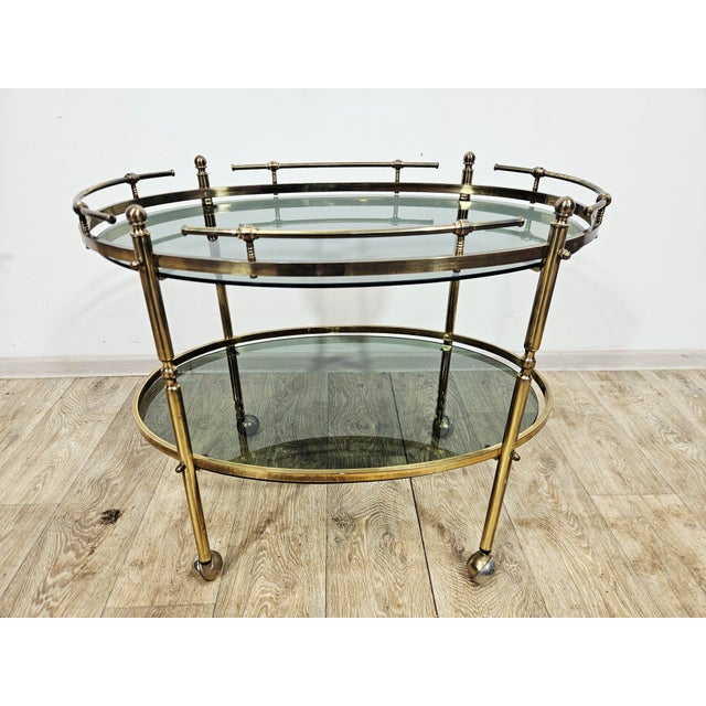 Metal Vintage French Brass Serving Bar Cart, 1960s For Sale - Image 7 of 18