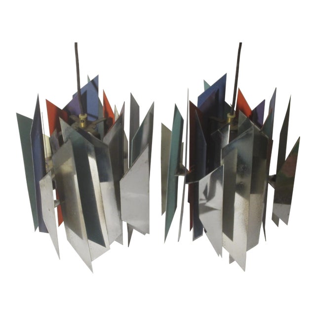 1960s Henningsen for Lyfa "Tivoli" Chrome & Color Pendant Lights - a Pair For Sale