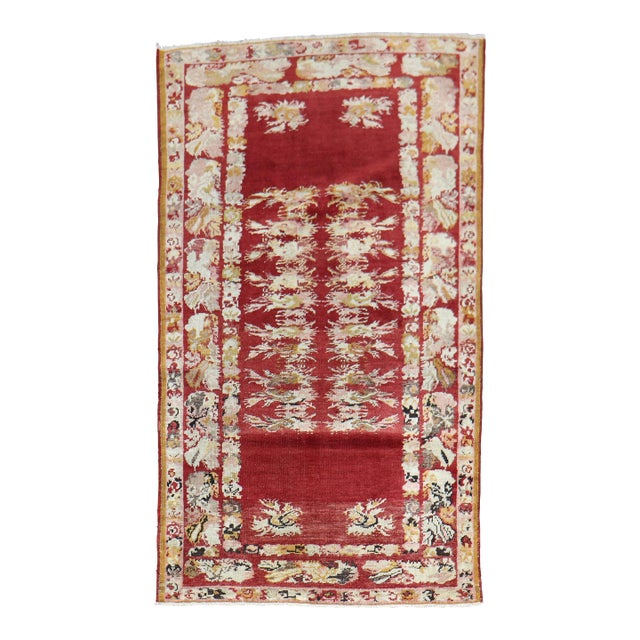 Cherry Red Antique Turkish Melas Rug, Early 20th Century For Sale