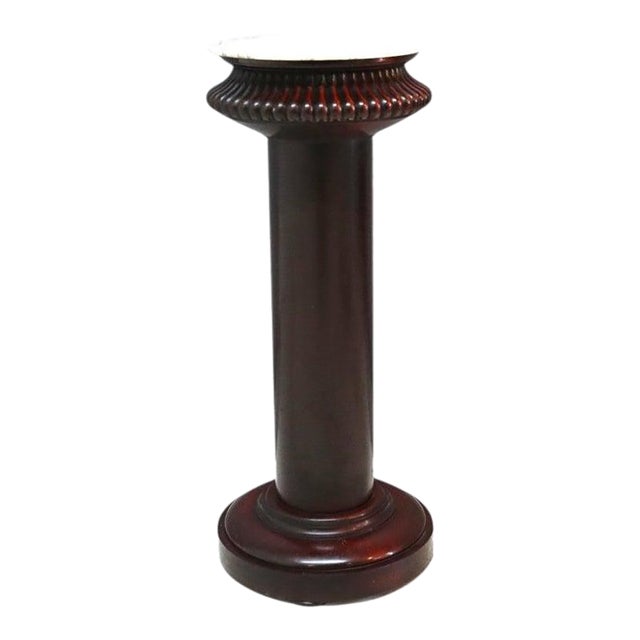 Victorian Classical Melon Ribbed Mahogany Marble Top Sculpture Pedestal C1900 For Sale