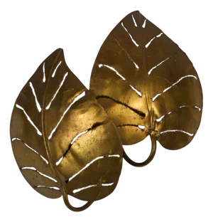 Brass Monstrera Double Leaf Wall Lamp attributed to Maison Jansen, France, 1960s
