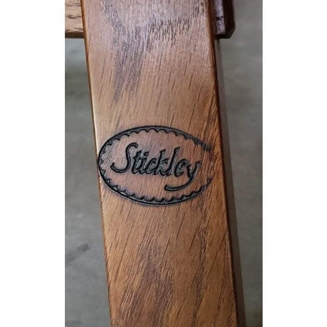 Stickley Late 20th Century Pair of Stickley Quarter-Sawn Oak Upholstered Armchairs For Sale - Image 4 of 6