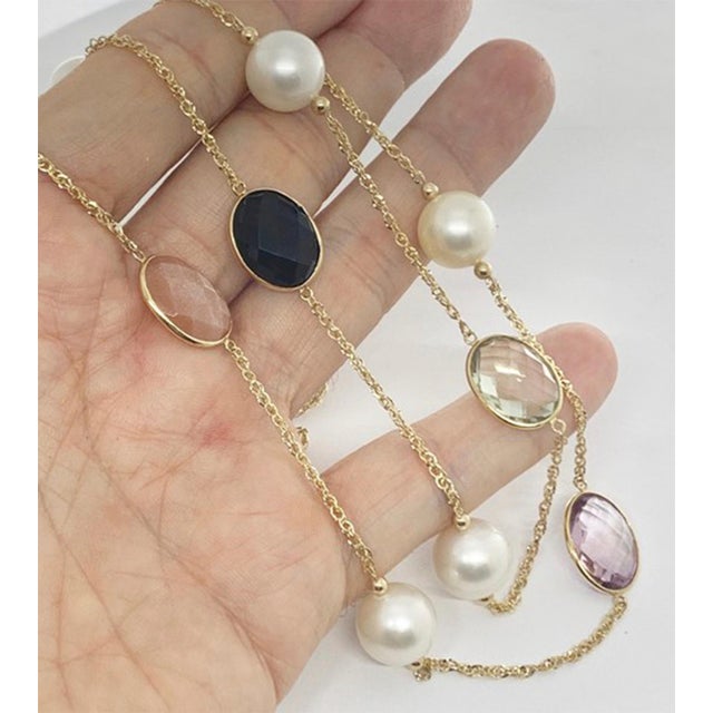 2010s South Sea Pearl Quartz Necklace 14k Gold Certified For Sale - Image 5 of 8