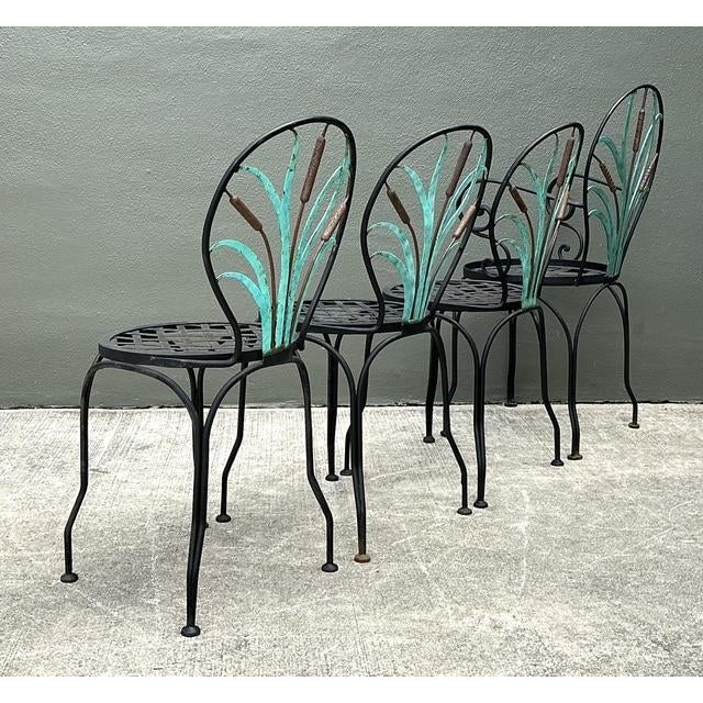 Vintage Cast Aluminum Cat Tail Dining Table Set of 5 For Sale - Image 12 of 12