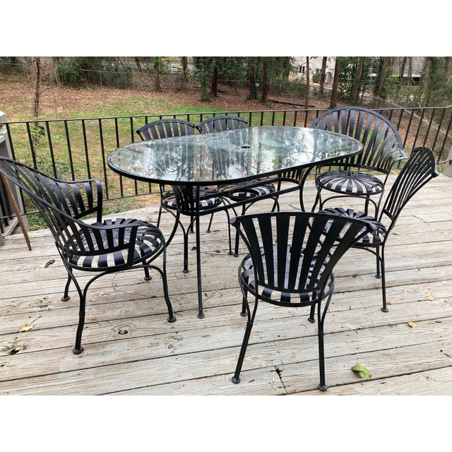 Mid 20th Century Francois Carre Fan Back Garden Chairs - A Pair, Attributed For Sale - Image 10 of 11