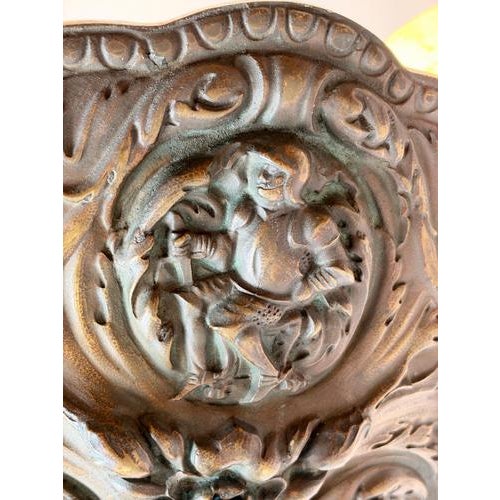 Metal Antique Renaissance Revival Bronze and Alabaster Chandelier with Serpent Details, 1900 For Sale - Image 7 of 18