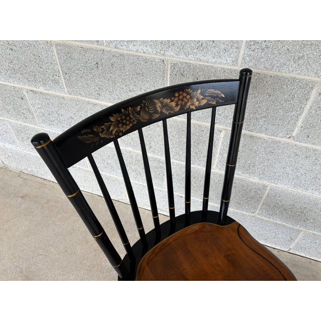 Description: L. Hitchcock Black Harvest Prospect Windsor Side Chair. In Very Good Vintage Furniture Condition. Normal Age...