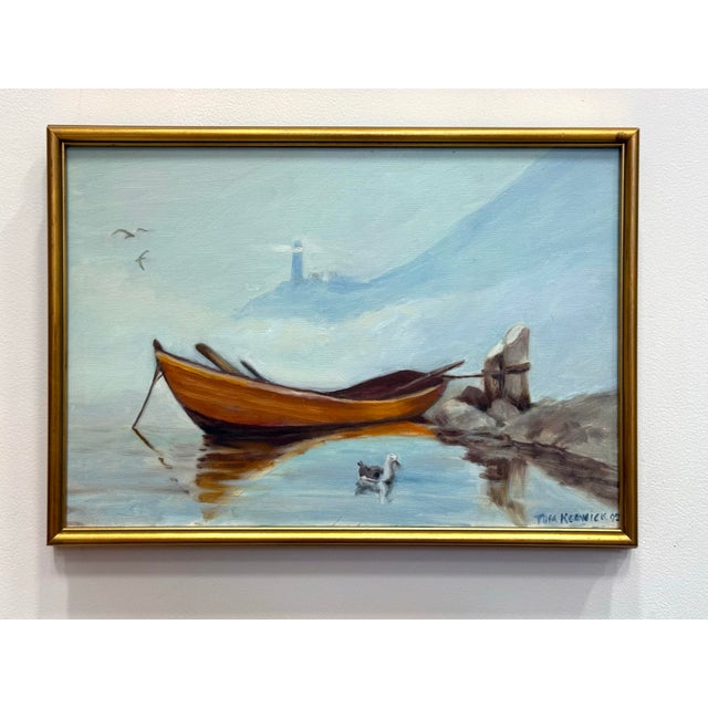 Vintage Coastal O/C Painting by Thomas Kerwick (1923-2015) For Sale - Image 4 of 11