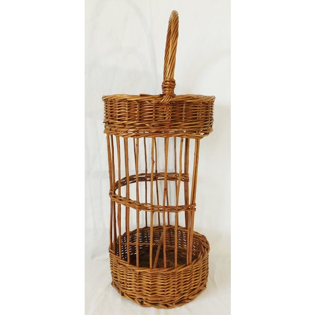Vintage Wicker Wine Bottle Holder With Handle Chairish