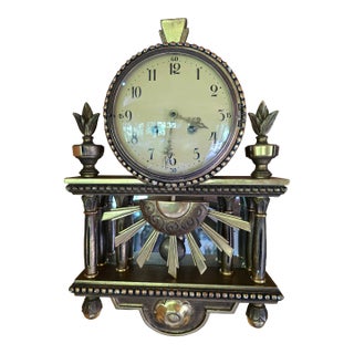 Vintage Pre Mid Century Gold Leaf Wood Swedish Clock For Sale
