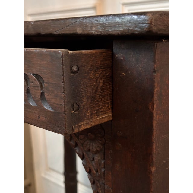 Antique Jacobean James I Joined Oak Console Table With Drawer For Sale - Image 9 of 12