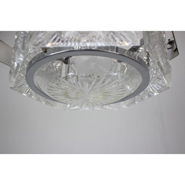 1970s Czechoslovak Cut Glass and Chrome Pendant Light from Kamenický Šenov, 1970s For Sale - Image 5 of 14