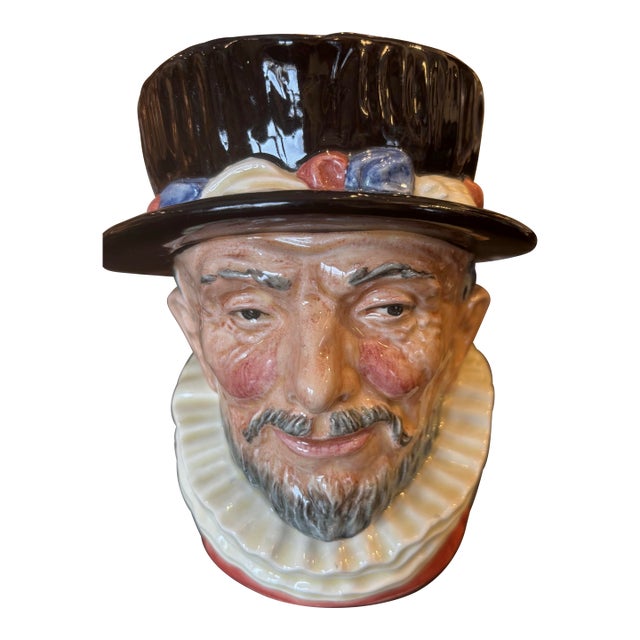 1940s Royal Doulton English Traditional Style Large Beefeater Toby Mug For Sale