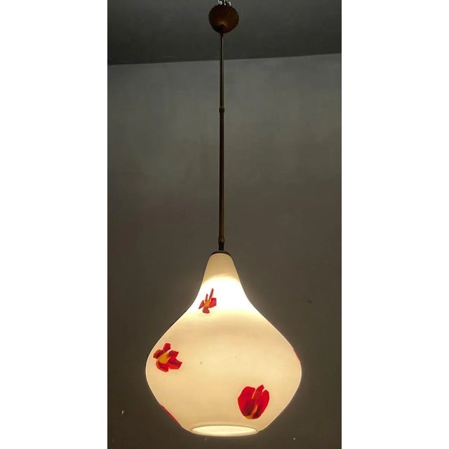 Vintage Opaline Glass Pendant Lamp For Sale - Image 6 of 8