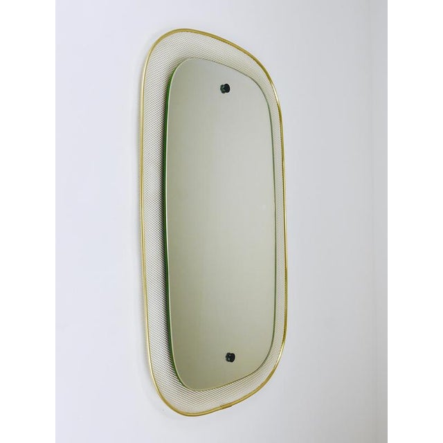 Metal Mid-Century Wall Mirror in Rigitulle Metal & Brass by Vereinigte Werkstätten for Kunst, Germany, 1950s For Sale - Image 7 of 18